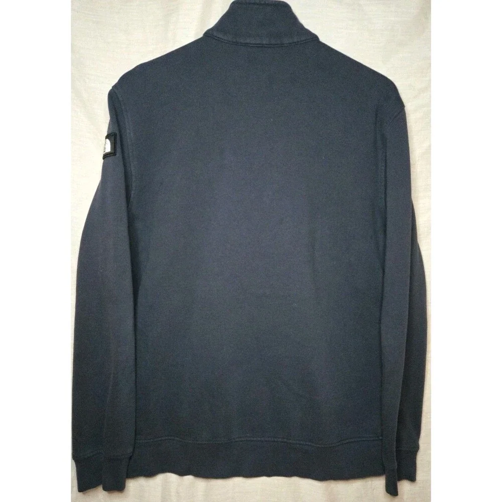 The North Face Sweater Mens M Blue 1/4 Snap Knit Mock Neck Long Sleeve Pullover